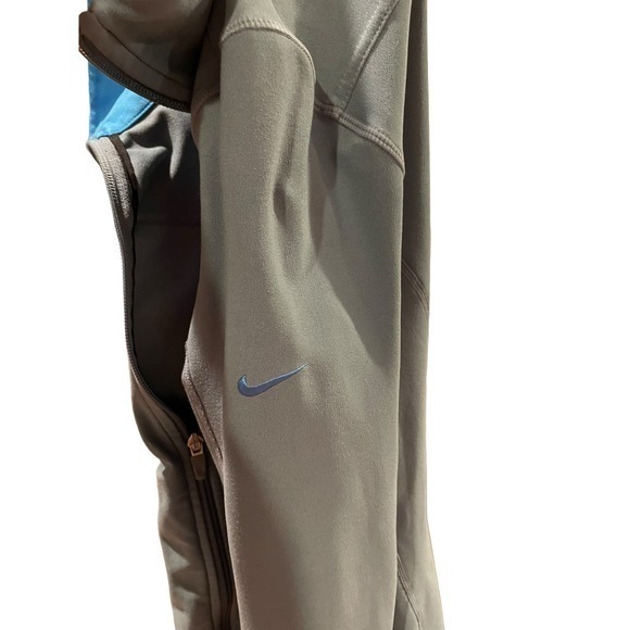 Nike Fit Dry Women's Grey Blue & Bright Blue Full Zip Athletic Collared Jacket - Picture 9 of 11
